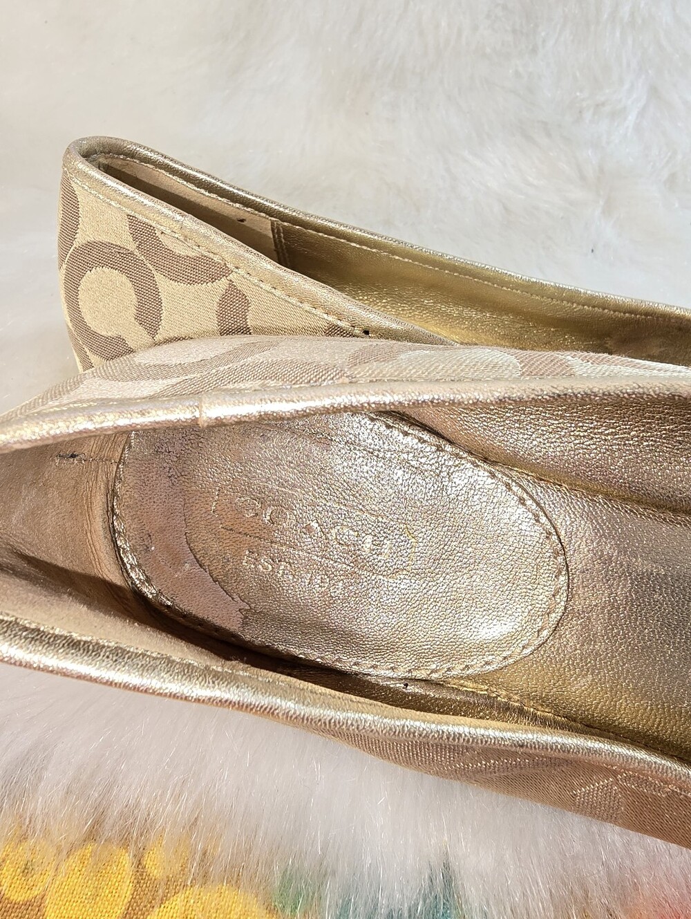 Coach Landon Gold & Gold Signature Ballet Flats - Picture 9 of 11